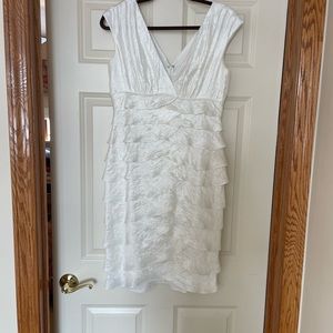 London Times White layered dress